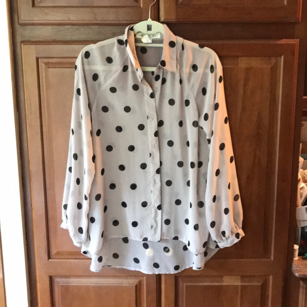 Shear Polka Dot Button Up